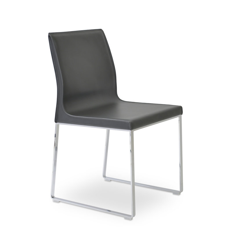 Polo Sled Side Chair, Dark Gray, Stainless Steel