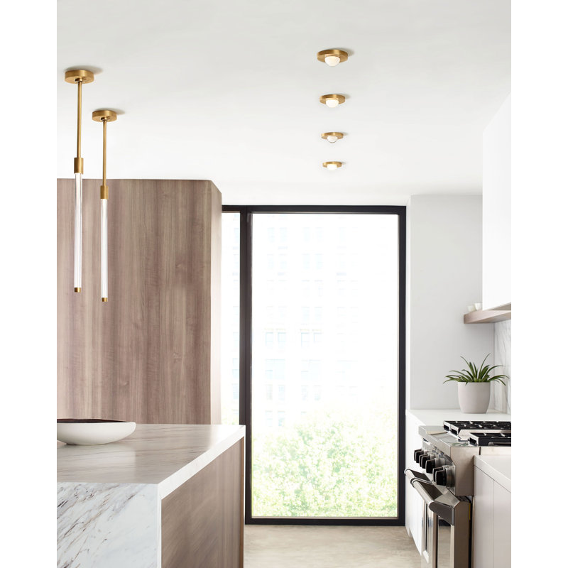 Ebell 1 - Light LED Flush Mount, Natural Brass