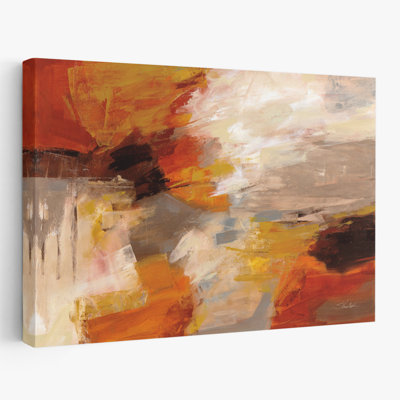 Falling Leaves - Abstrait brun automne crème