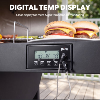 Barbecue au charbon robuste de 30 pouces avec fumoir décalé et brosse de nettoyage Feasto