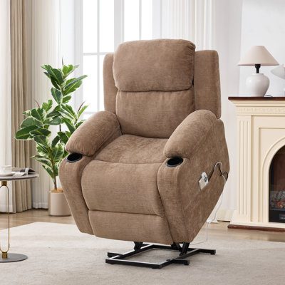 Power Lift Chair Electric Recliner Sofa For Elderly, Soft Fabric Sleep Lift Chair With Remote, Usb Ports, Cup Holders & Side Pockets