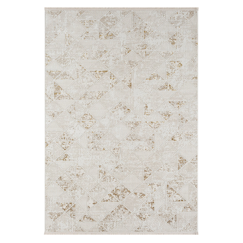 Audet Geometric Machine Made Indoor / Outdoor Area Rug, Rectangle 6'7" x 9'6"