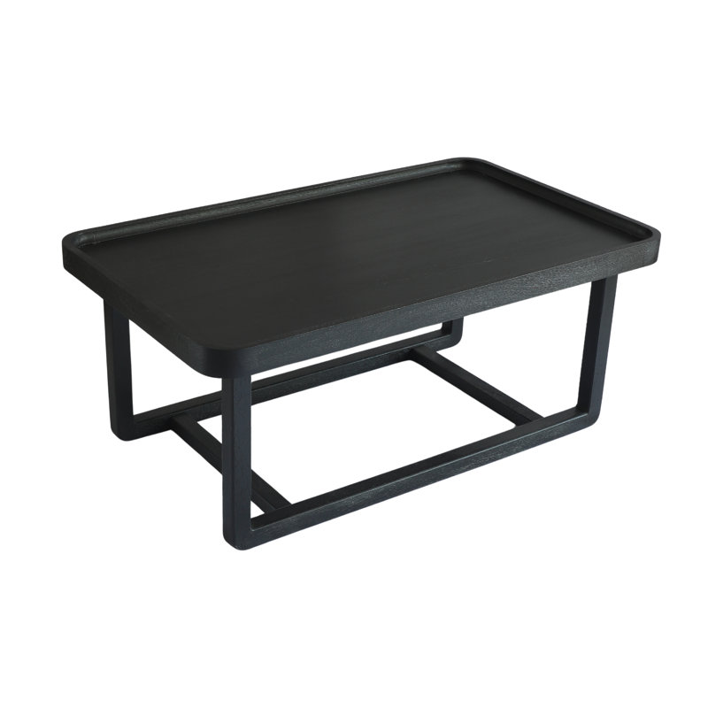 Table basse à plateau en bois massif Bryan, Noir