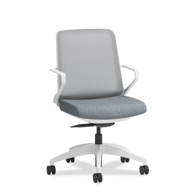 Chaise de travail HON Cliq Light, accoudoirs fixes, filet, cadre blanc designer, noir, Blanc, Noir