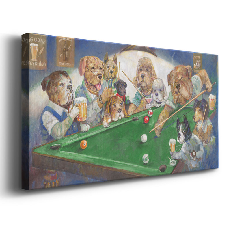 Pool Dogs - reproduction sur toile tendue, H 16 po x l 8 po x P 1 po