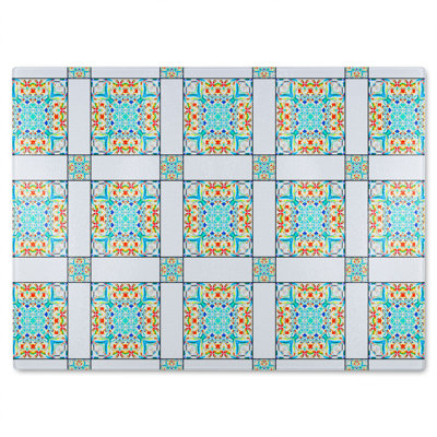 Colorful  Textile Design Glass Chopping Board