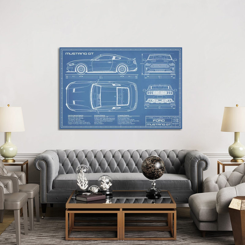 Mustang GT 2018-2020 by Action Blueprints - Wrapped Canvas Print, 152.5 cm H x 101.5 cm W