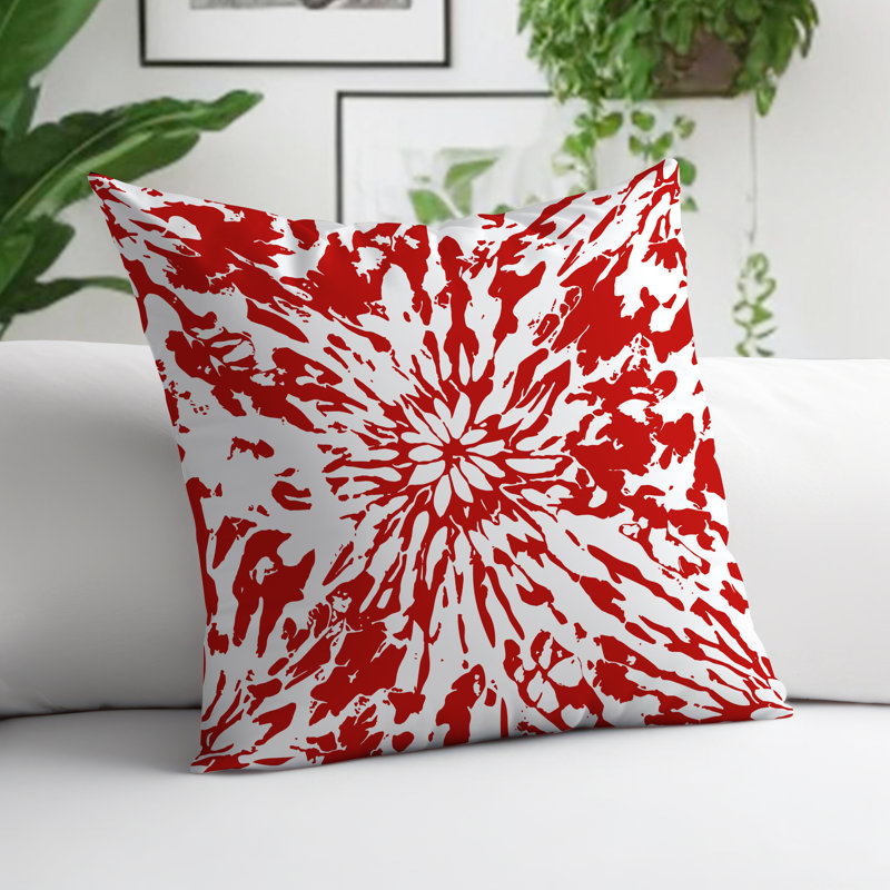 Coussin Percil, H 15 po x l 15 po, Rouge / blanc