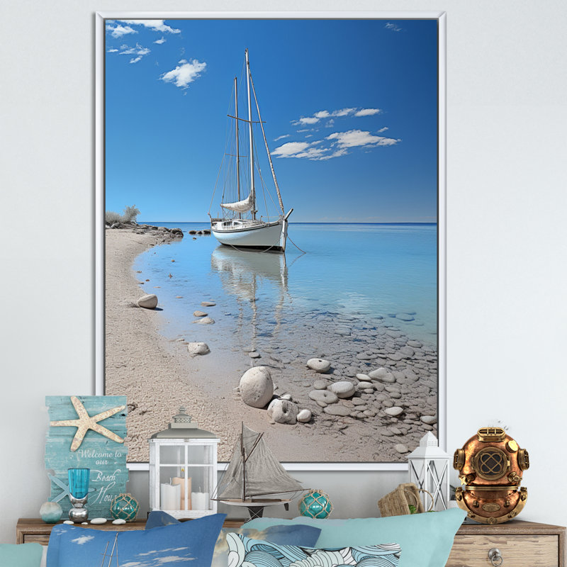 Hartmut, bateau, élégance, minimalisme IV, H 20 po x l 12 po x P 1 po, Cadre flottant blanc