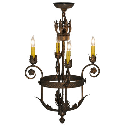 Lustre en roue de chariot à 4 lumières Nordman