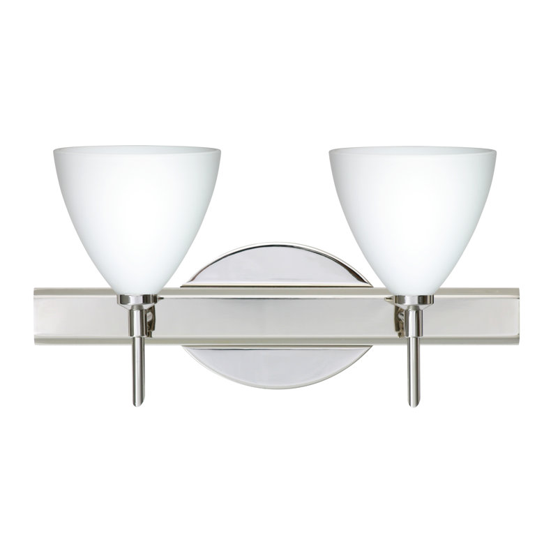 Éclairage pour meuble-lavabo 2 lumières Mia, Nickel satiné, Opale matte, Incandescent