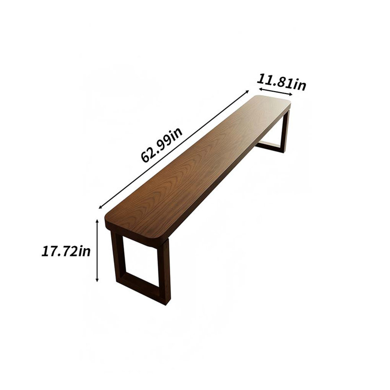 Banc en bois massif brun, H 17,72 po x l 63 po x P 11,81 po