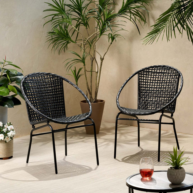 JAVA OUTDOOR WICKER CHAIR (Set Of 2), Black