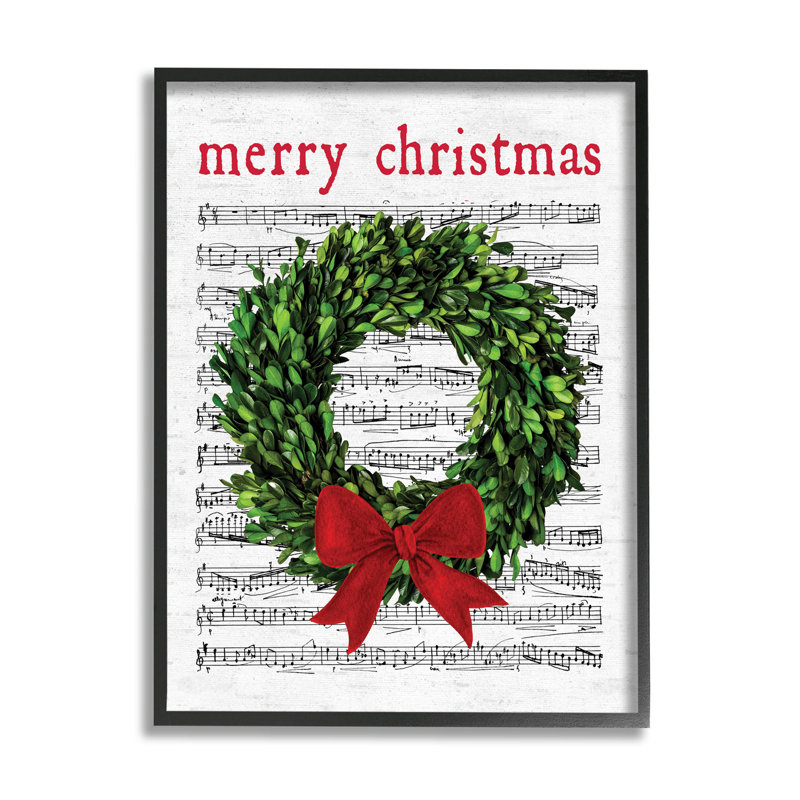 Couronne de chanson «Merry Christmas» par Lettered and Lined - Impression sur bois, 14" H x 11" W x 1.5" D