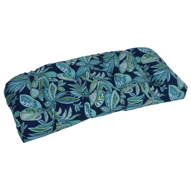 42-Inch By 19-Inch Rounded Back Outdoor Loveseat Cushion, Blue/Crestwood Marine Floral