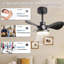 24" small ceiling fan with light remote control ,modern low profile black ceiling fan, 6-speeds quiet reversible dc motor for bedroom,kitchen