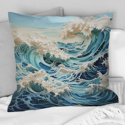 Blue Kinetic Waves I - Kinetic Art Printed Throw Pillow