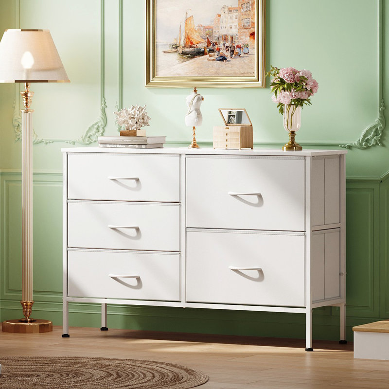 Commode 5 tiroirs Chaseburg, Blanc
