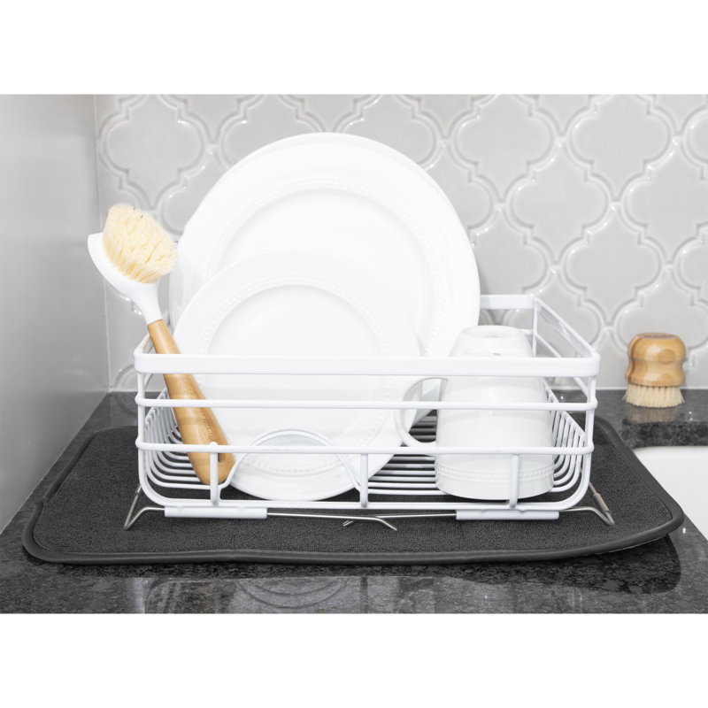Pebble Gray Foldable Microfiber Dish Drying Mat Set