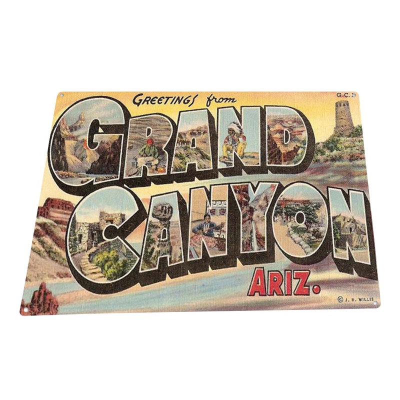 «Greetings From The Grand Canyon» sur impression métallique, H 11,5 po x l 15,5 po x P 0,04 po