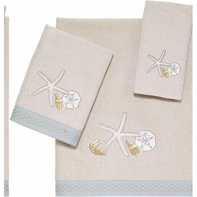 Seaside Bliss 3pc Towel Set - Ultra Soft & Absorbent Cotton Towels for Beach-Inspired Bathroom