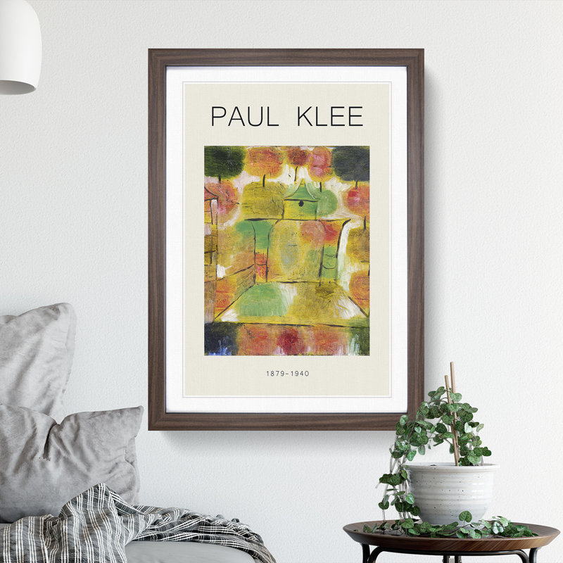 Tree and Architecture by Paul Klee - Picture Frame Painting, 65cm H x 48cm W x 2cm D, Walnut Framed