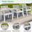 Immie 7- Piece HDPE Outdoor Dining Table Set With Chairs & Umbrella Hole, White-1015650110-1015650109