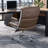 Mid Back Brown Genuine Leather Swivel Office Chair With Aluminum Base-1408023181