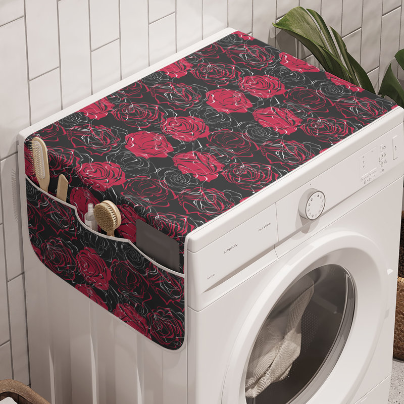 East Urban Home Floral Washing Machine Organizer Pack of 2 47" x 18.5" Charcoal Grey Magenta