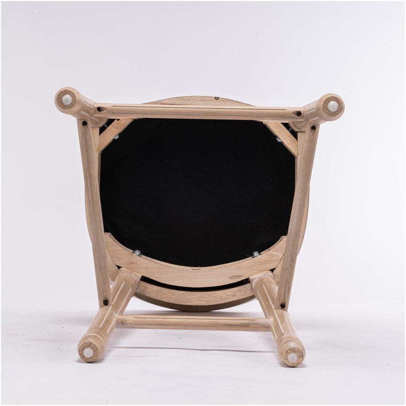 Tabourets de bar en bois avec siège rembourré French Country, beige, ensemble de 2