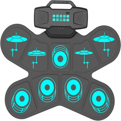 Portable Foldable Electronic Drum Pad 9Pad RollUp Drum Kit With Dtx Game Compatibility Double Pedals BuiltIn Speakers For Beginners Practice Portable Foldable Electronic Drum Pad 9Pad RollUp Drum Kit With Dtx Game Compatibility Double Pedals BuiltIn Speakers For Beginners Practice