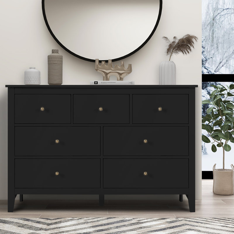 Commode 7 tiroirs Kaiona, Noir