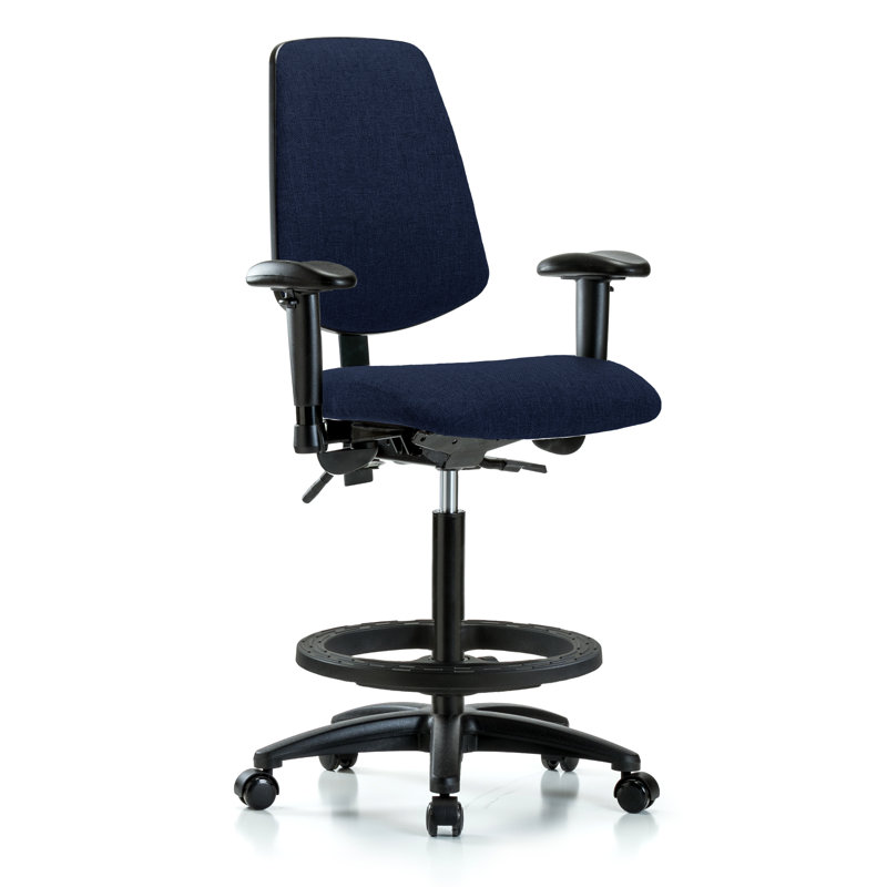 Fauteuil de dessin ergonomique Carli, Roulettes, Bleu marine, Non inclus