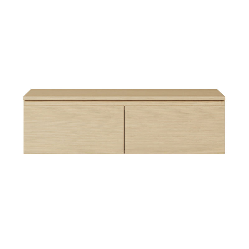 Syvanna Wall-Mounted TV Cabinet, 28.4cm H x 100cm L x 31.8cm W, Oak