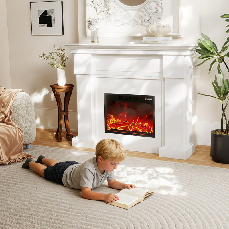 55" Electric Fireplace Withmantel, Freestandingfireplace Heater, 44" H x 55" W x 13" D