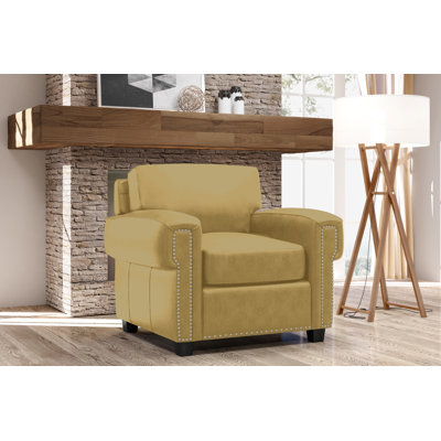  Fardin 38" Wide Top Grain Leather Club Chair
