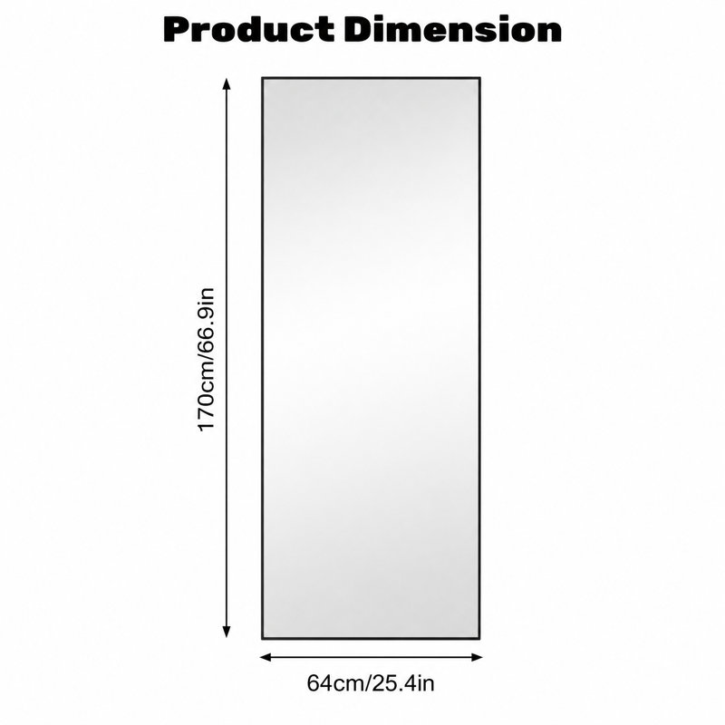 Miroir de plancher pleine longueur en aluminium, Noir