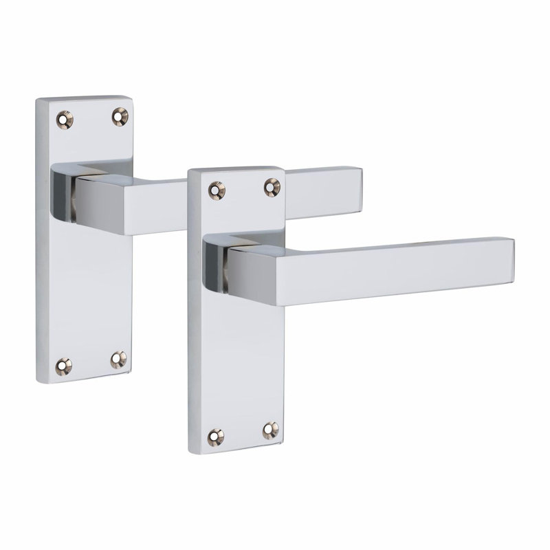 1 Pair Victorian Straight Delta Door Handles Latch in Matt Black - 120mm x 40mm Backplate