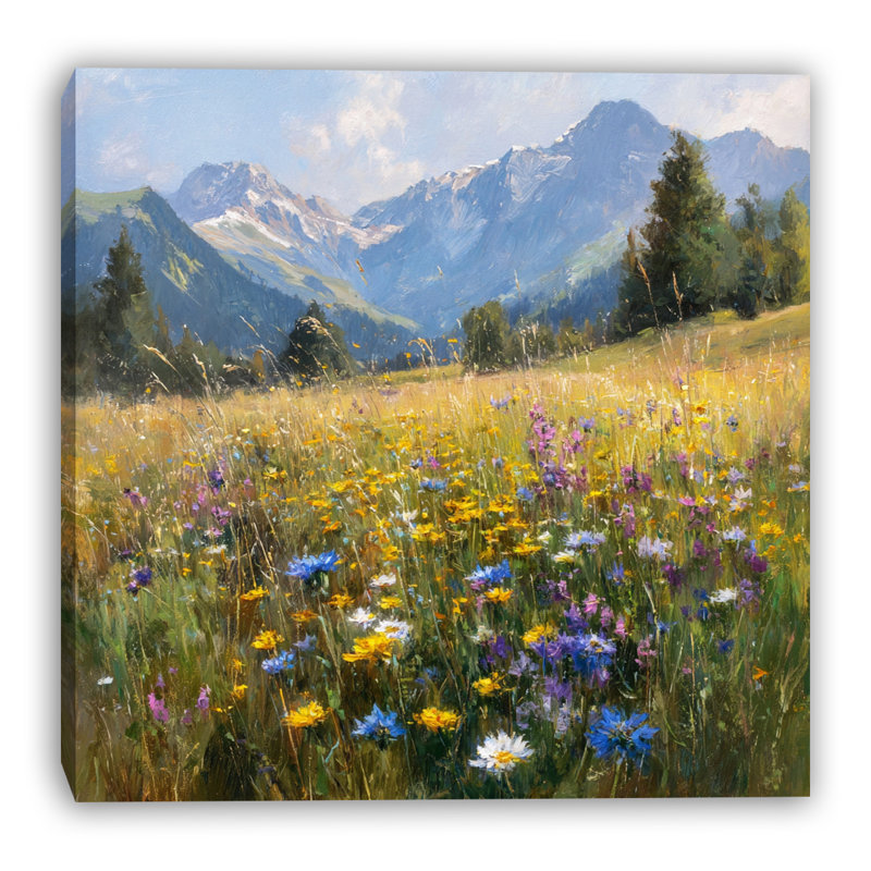Art mural sur toile Mountain Bloom Field, H 30 po x l 30 po x P 1,5 po
