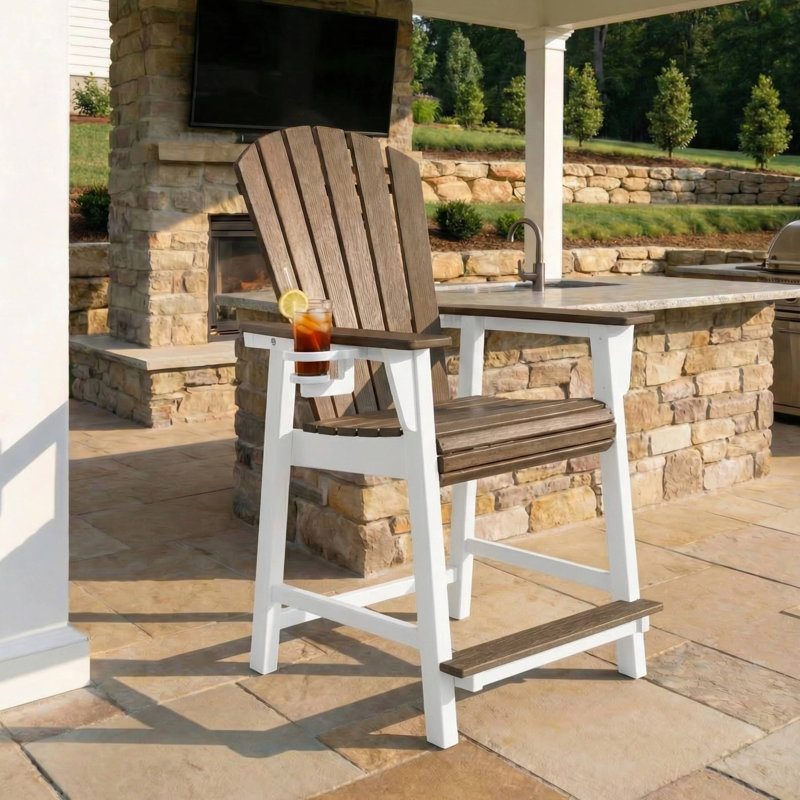 Fauteuil à hauteur de comptoir Kevin Adirondack, blanc, Gris / Blanc, 23.5"