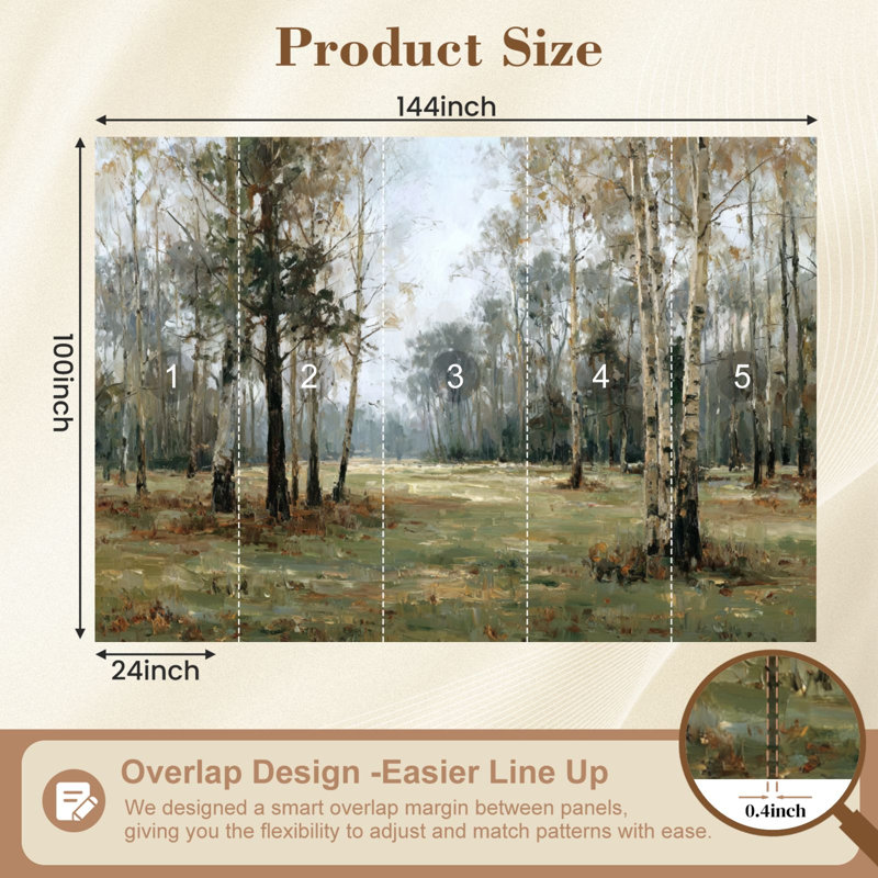 Papier peint adhésif à peler et coller à l'huile d'automne texturée 100 po H 100 po x l 144 po amovible PVC auto-adhésif pour chambre à coucher, salon, salle à manger, bureau à domicile