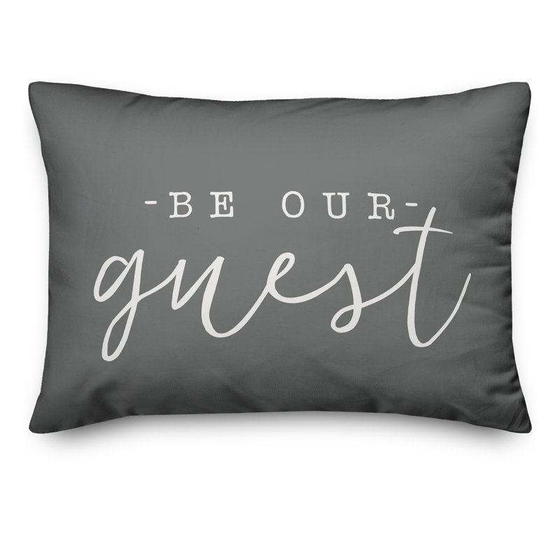 Textual Outdoor Throw Pillow, Dark Gray/White