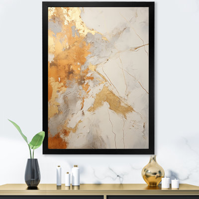 Or et blanc abstrait divisé II sur impression sur toile