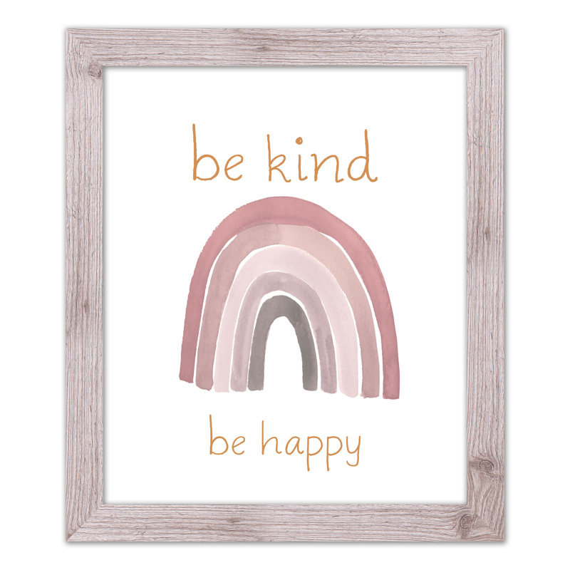 «Be Kind Happy», art encadré, H 24 po x l 20 po x P 0,75 po, Cadre blanc