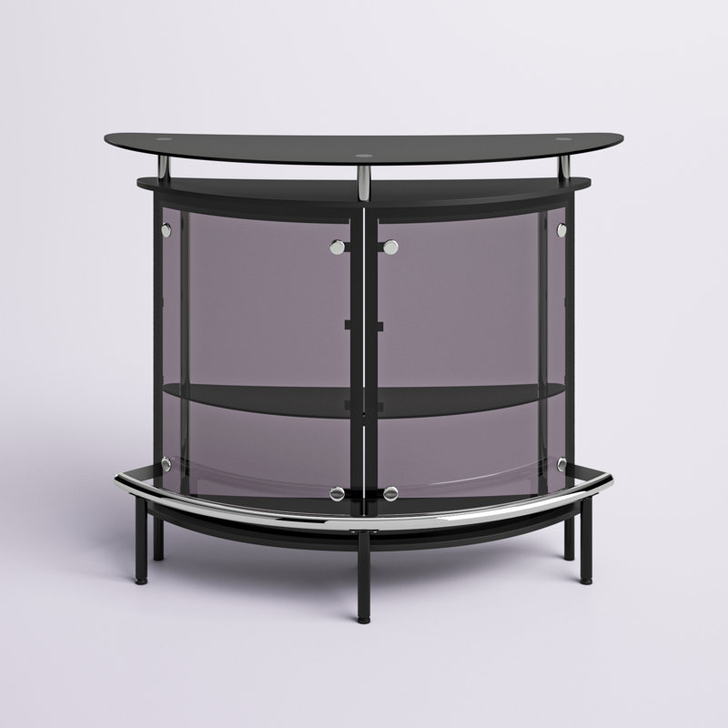 Chichica Freestanding Glass Top Home Bar Wine Cabinet Black, Black