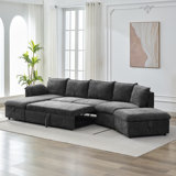 L-Shaped Sofa, Sectional Sofa Couch, Pull-Out Sofa Bed With A Movable Storage Ottoman, Modern Sofa