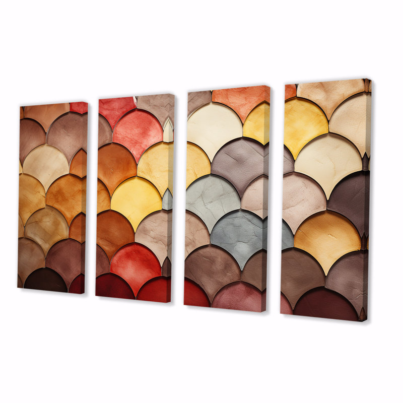 Ensemble d'art mural coloré 4 pièces Boho Mosiac, H 32 po x l 64 po