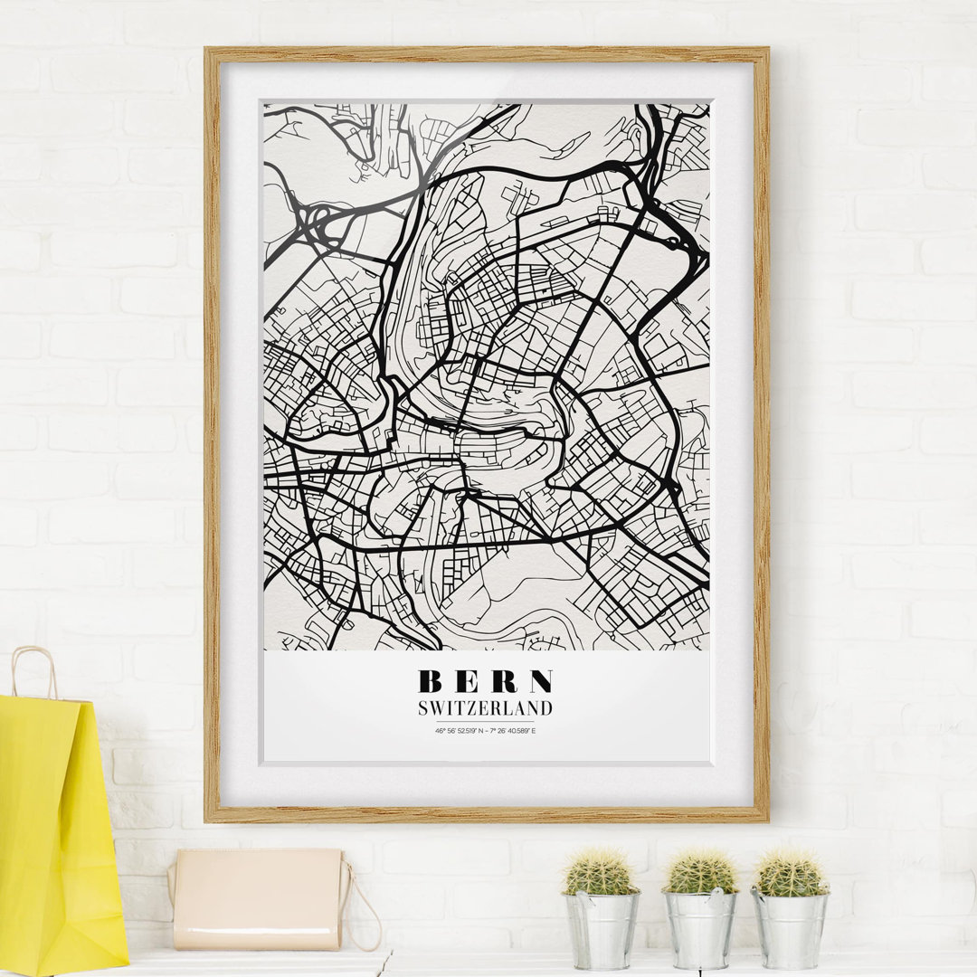 Gerahmtes Poster Bern City Plan - Classic