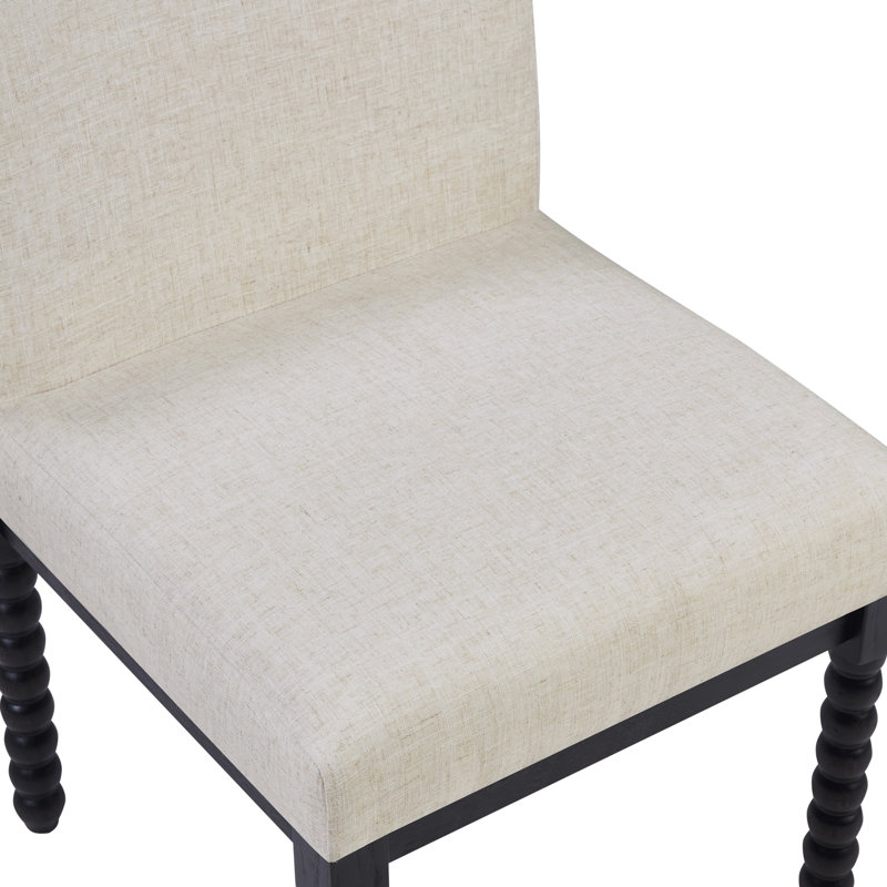 Chaise rembourrée en bois d'hévéa, 4, Blanc, Noir