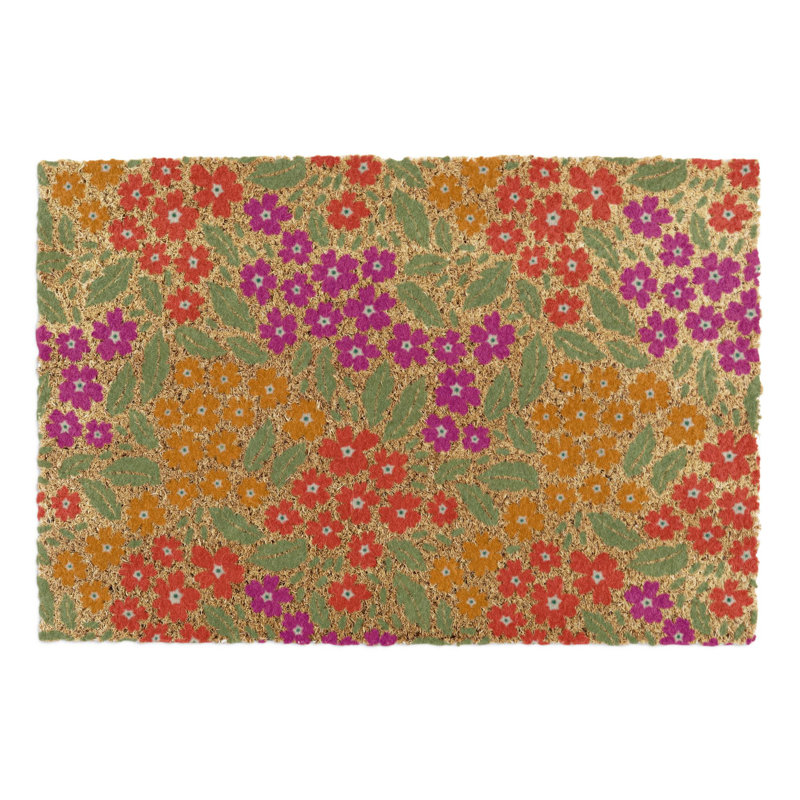 Floral Pattern Coir Doormat, 60cm W x 90cm L
